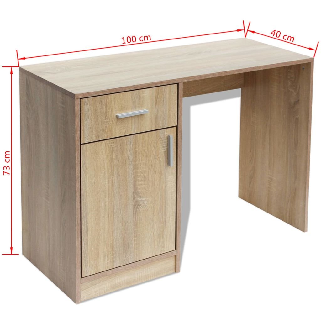 Bureau avec tiroirs et porte chêne, 100 x 40 x 73 cm, bureau, bureau, bureau, bureau, bureau, bureau, bureau, bureau, bureau, bureau, bureau, bureau, bureau, mobilier studio