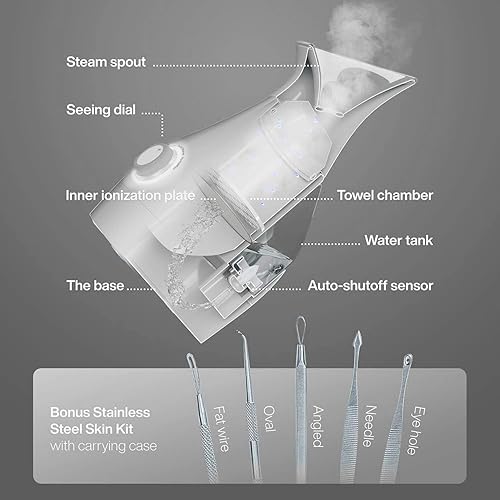 Miniatura 15 de Vaporizador facial iónico Nanosteamer, grande 3 en 1 con control preciso de temperatura, tiempo de vapor de 30 minutos, humidificador de vapor