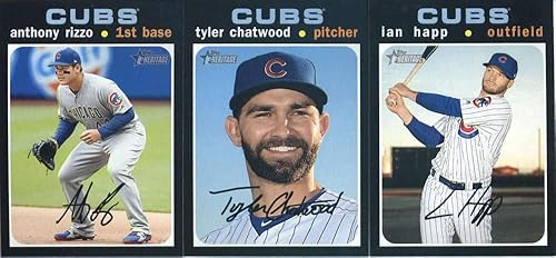 Miniatura 2 de 2020 Topps Heritage Chicago Cubs Team Set of 12 Cards: Jose Quintana(#26), Victor Caratini(#31), Albert Almora(#42), David Bote(#84), Nico