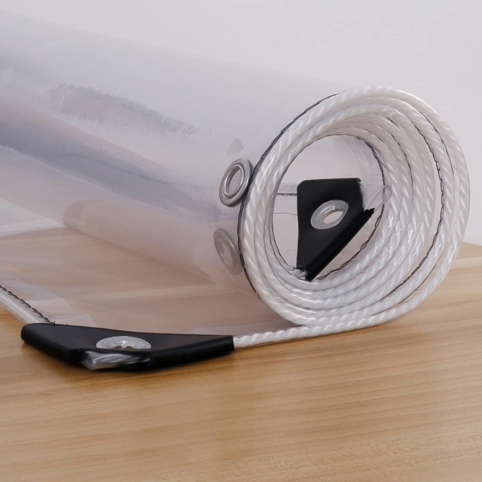 GJZQDKX Waterproof PVC Tarpaulin Curtain 0.3mm Thick Transparent Rain Tarp with Eyelets for Camping Patio Gazebo Pergola Side Panels Clear 1m x 1.5m