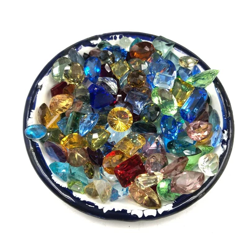 Miniatura 3 de DAMRU Glass Faceted Mixed Loose Gemstone - 250+ Carat- Birthstones, Multi Color Mix Stones, Stones Lot Gemstones,Size - 5 mm to 25 mm