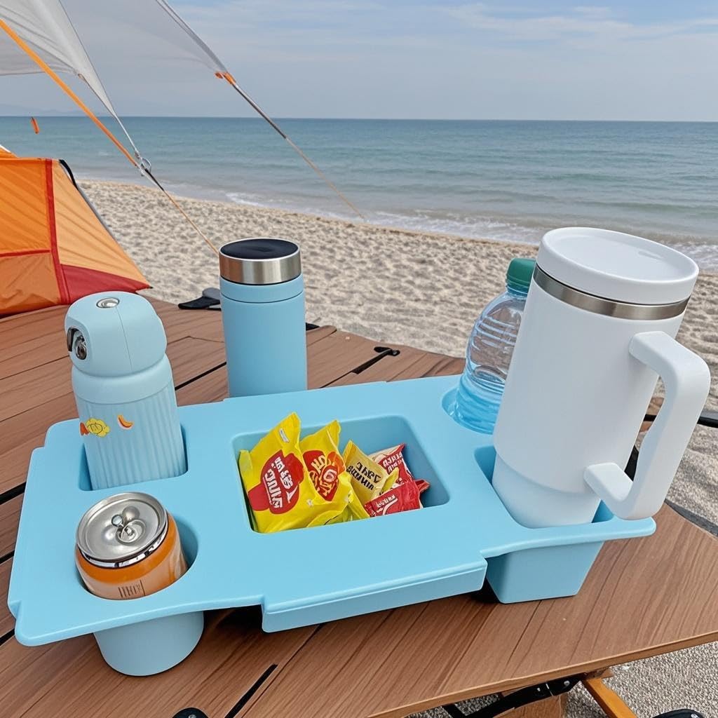 Top Cup Phone Holder Tray Storage Lid for Stanley Compatible with Bogg Bag XL Cover, Cup Organizer Holder Waterproof Silicone Multifunctional Storage Box for Outdoor Beath Camping Travel (Gray, XL)