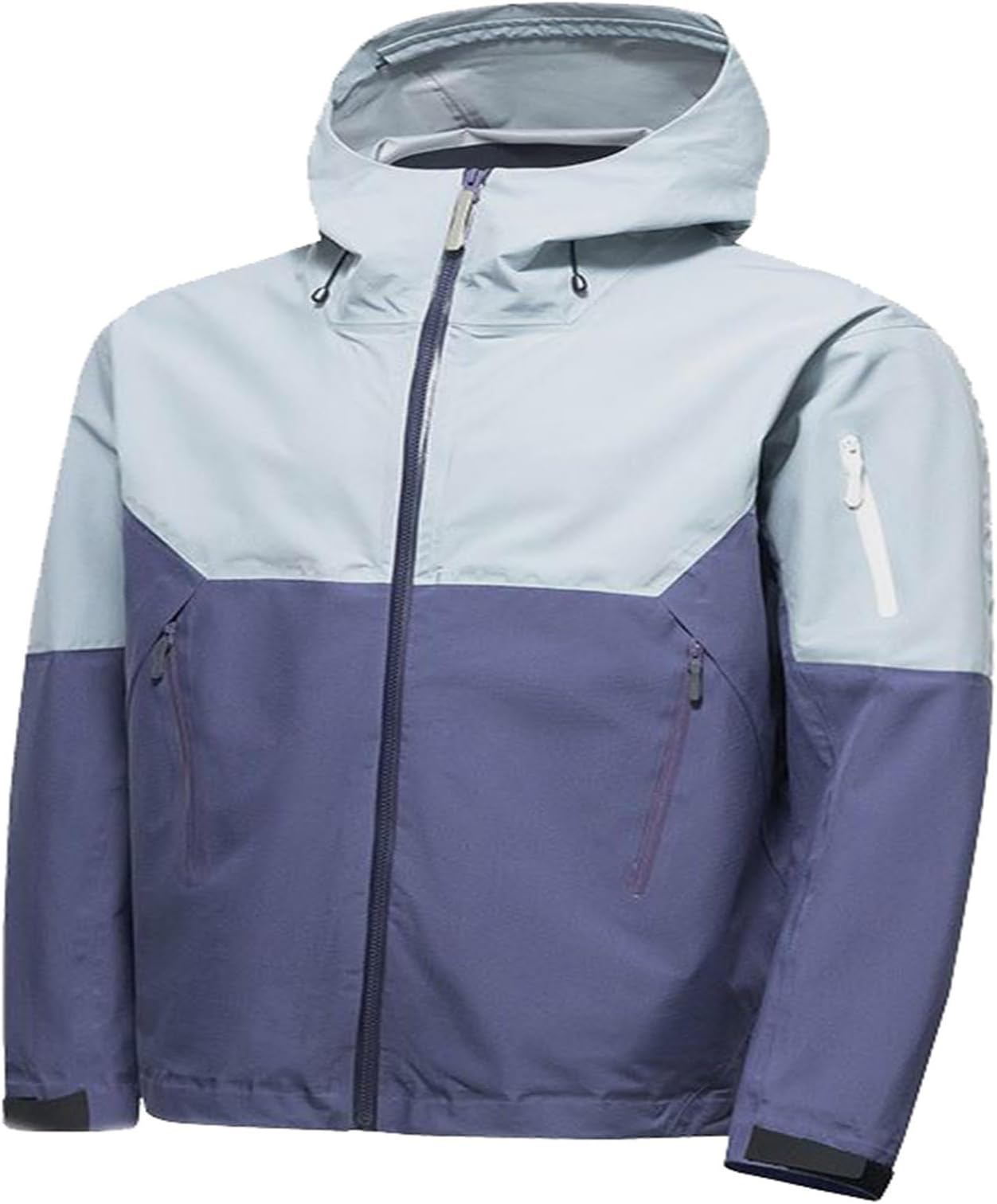 GenericOutdoor Waterproof Rain Coat for Women 2024 Fall Lightweight Hooded Windbreaker Casual Zip up Sports Rain Jacket Trendy Color Block Raincoat