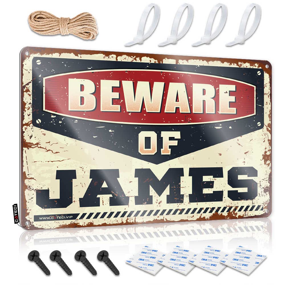 Mwfkkaddb One Color Funny Home Sign Beware Of James Sign Funny Home Decor Sarcastic Signs(30X40cm)