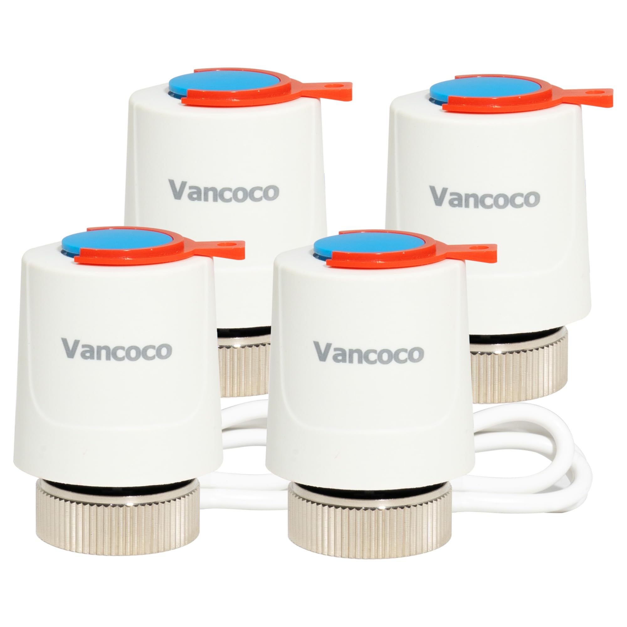 VANCOCO 4Pcs Underfloor Heating Actuator 230V M30x1.5 NC (Normally Closed) | IP54 Thermal Actuator for Underfloor Heating & Manifolds - 5-Minute Installation