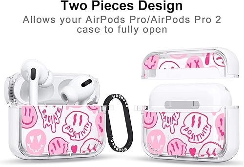 Miniatura 2 de MOSNOVO Funda para Airpods Pro y Airpods Pro 2, funda protectora transparente con anillo de metal duro de lujo de doble capa a prueba de golpes,