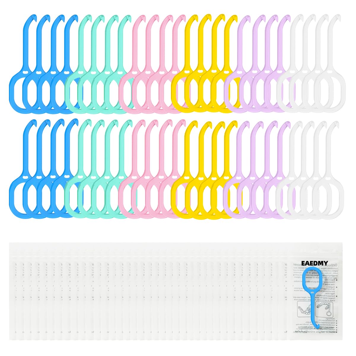 EAEDMY 48PCS Individually Packaged Aligner Removal Tool for Invisible Removable Braces Retainers and Dentures, Personal Orthodontic Solution