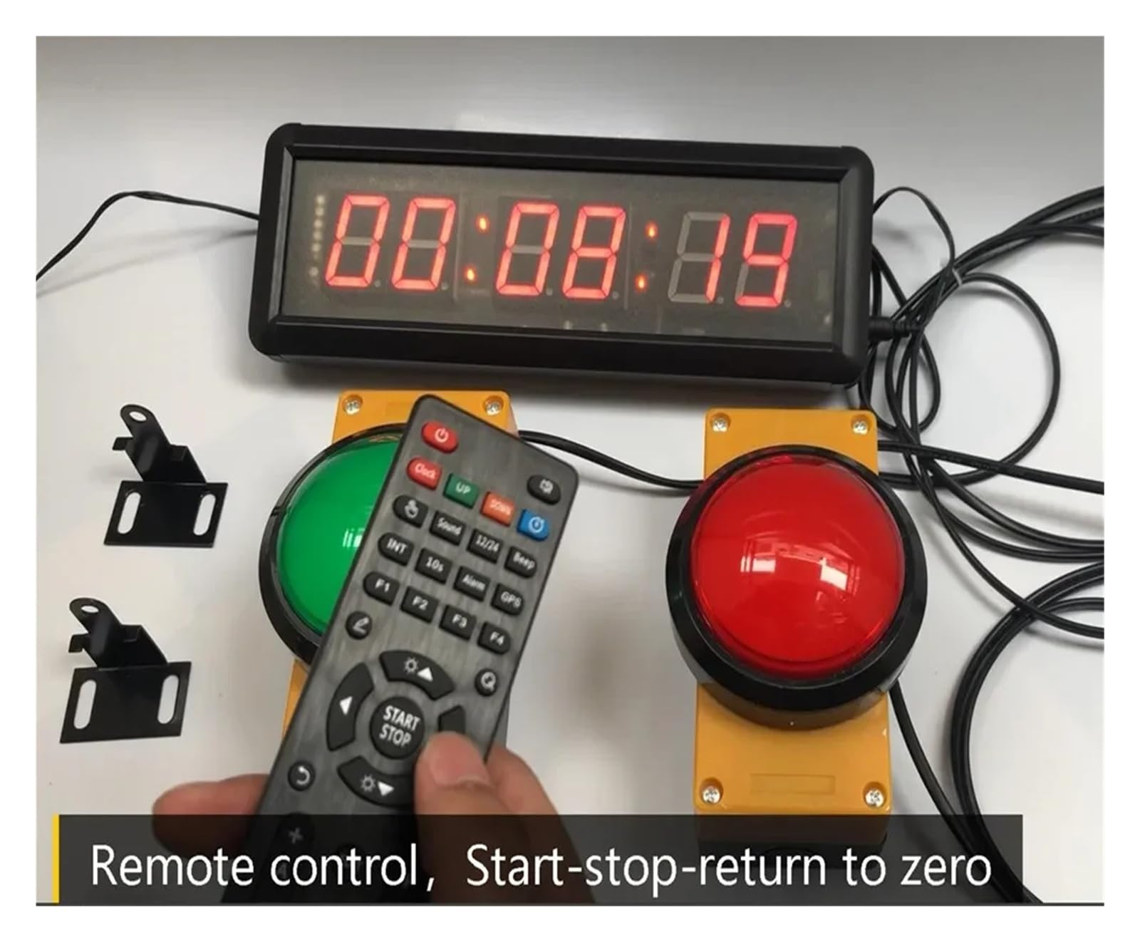 1,5 Zoll Gym Timer LED Countdown-Uhr Stoppuhr auf Null zurückgesetzt Countdown Fernbedienung Schule Rush Wettbewerb Helles Display(2pcs 10cm buttons)