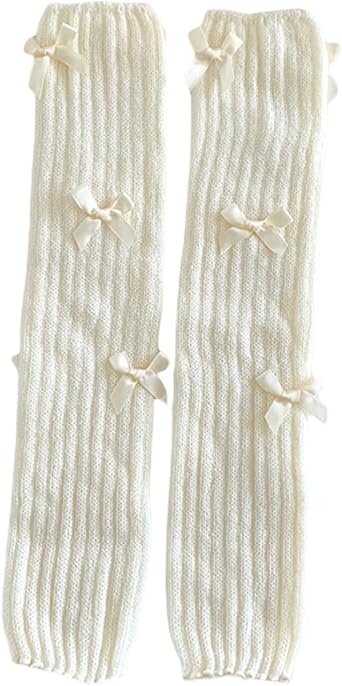 Fashion Girl Knit Leg Warmers Harajuku Bow Decor Loose Socks Vintage Kawaii Leg Sleeves Lolita Socks
