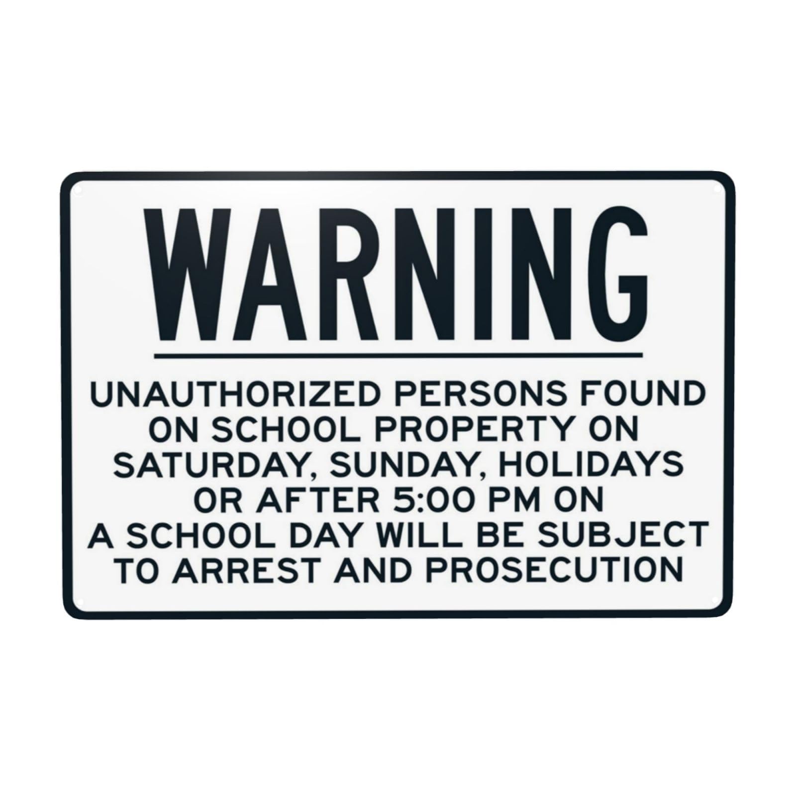 Warning For Unauthorized Persons On School Property Vintage Metal Safety Sign 12x8 Inch