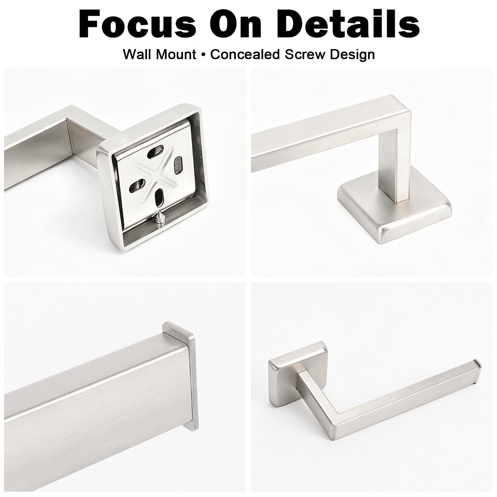 NearMoon Bath Square Toilet Paper Holder, Premium SUS304 Stainless Steel Rustproof Wall Mounted Toilet Roll Holder for Bathroom, Kitchen, Washroom (Brushed Nickel) — Amazon image 6