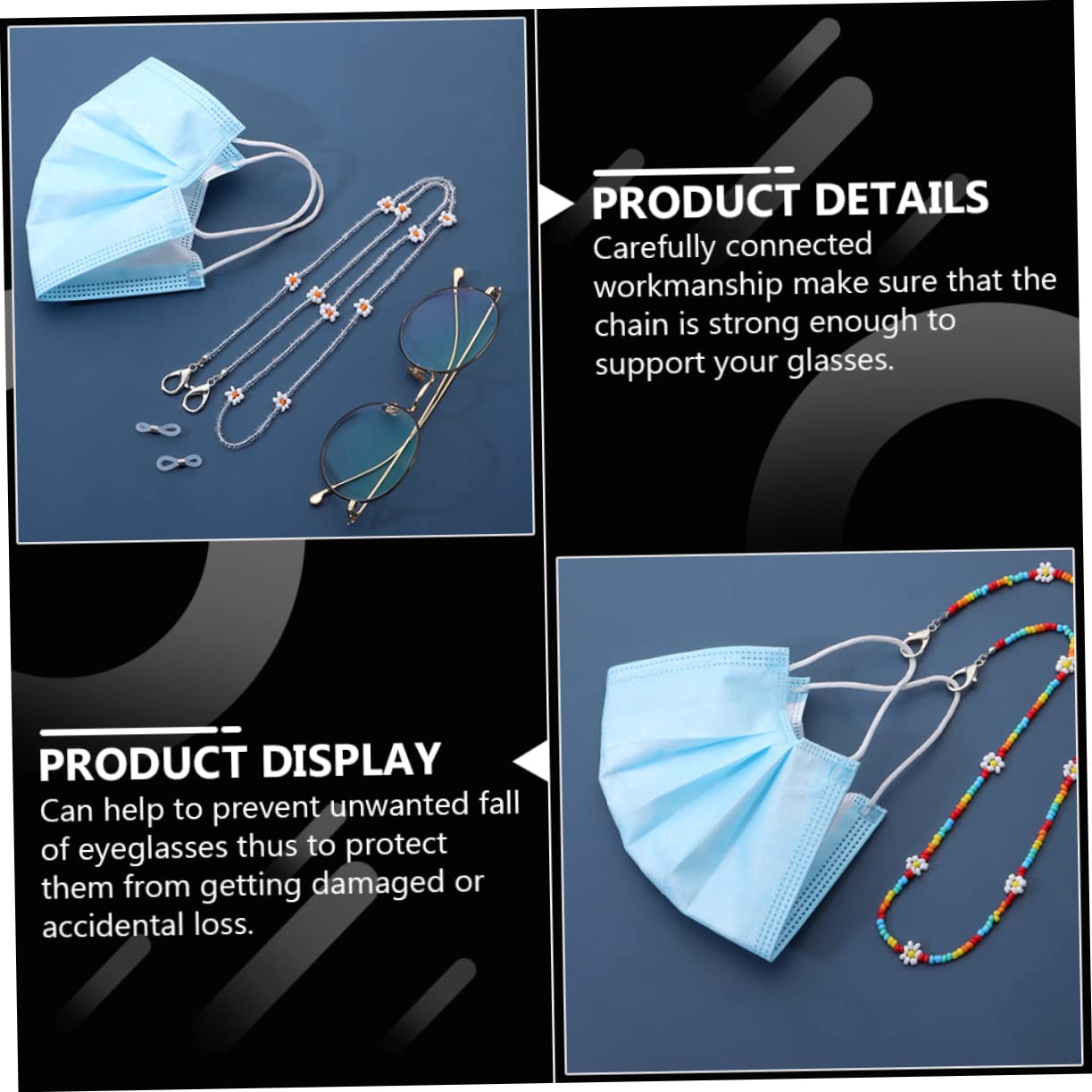 GALPADA Gänseblümchen-maskenkette Floret Brillenbänder Stylische Umhängebänder Brillenband Brillen Anti-verlorene Ketten Halsketten-lanyard Trendige Sonnenbrillen Für Damen