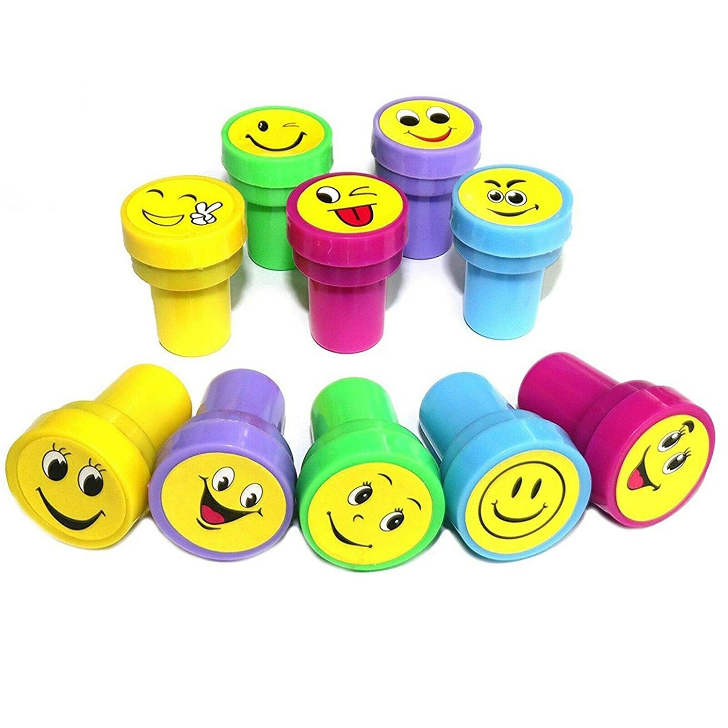 DEZIINE�10 Pcs Kids Set of Emoji/Smiley Design Face Stamps for School Craft | Pencil Tops | for Teacher & Students (B09G69ZP8V) Amazon Price History, Amazon Price Tracker