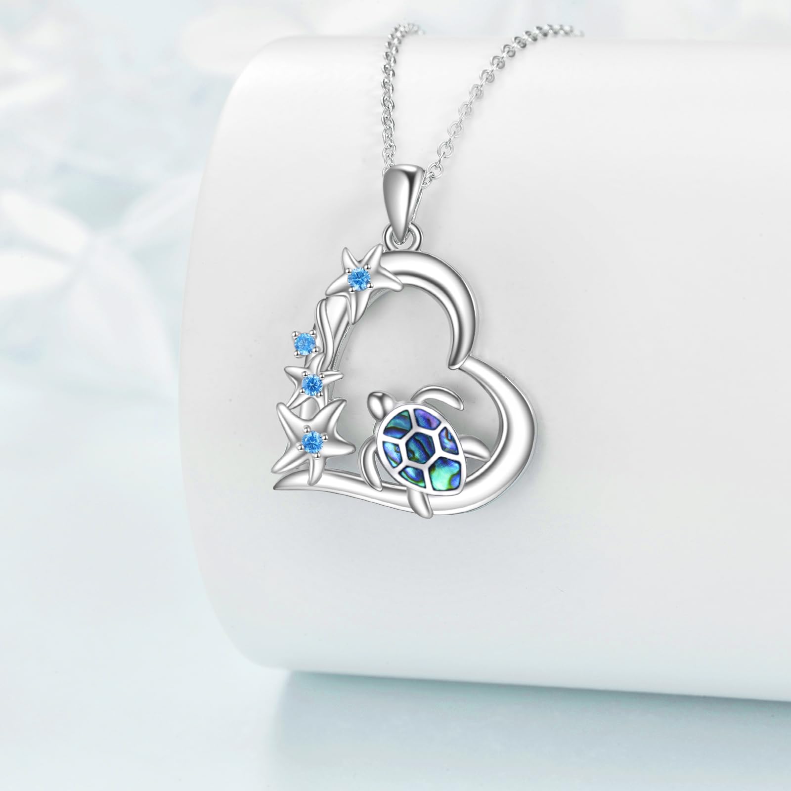 VONALA Ocean Necklace 925 Sterling Silver Mermaid/Turtle/Wave/Compass Pendant Necklace Beach Jewellery Gift for Women