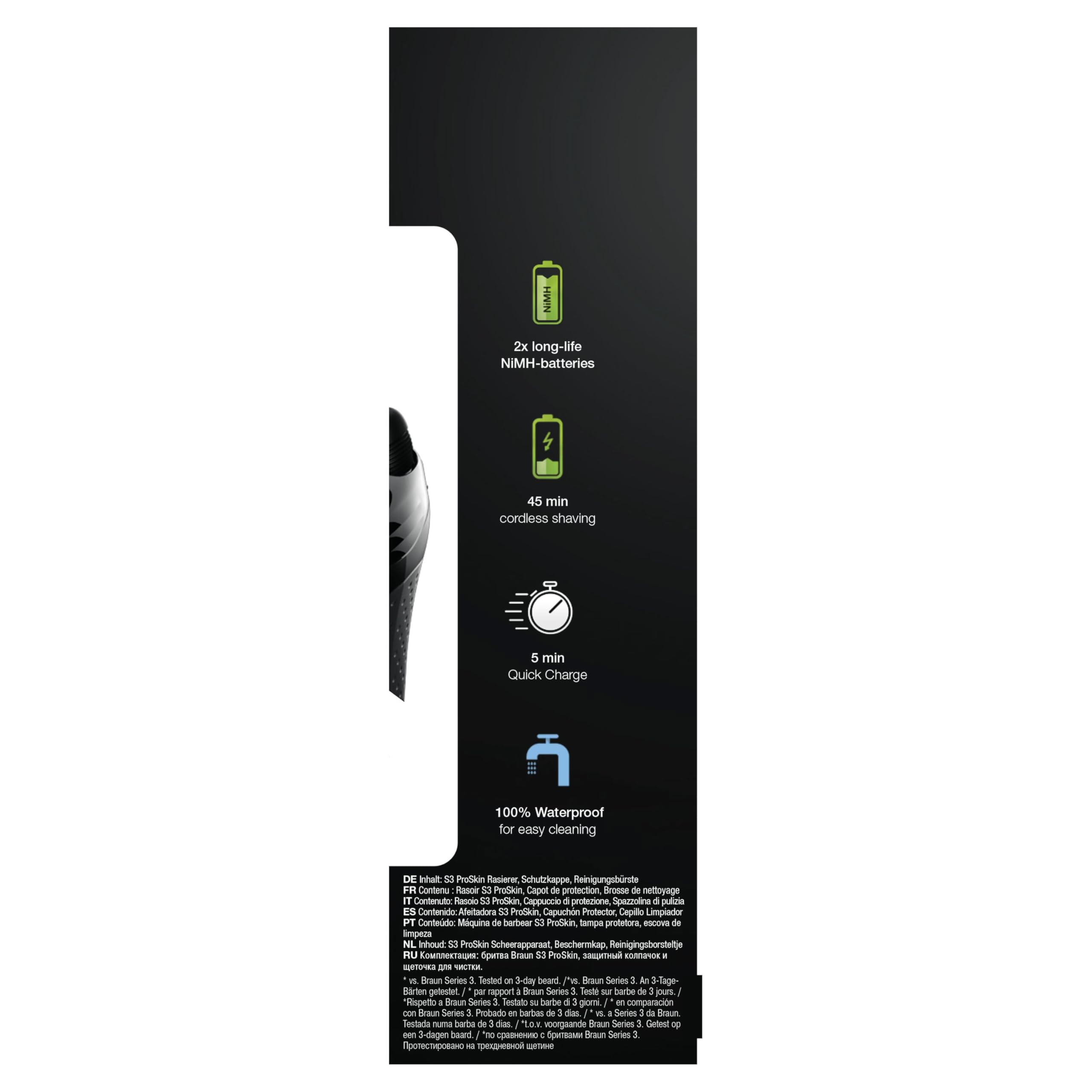 Braun Series 3 ProSkin 3020s Rasoio Elettrico, Nero e Rasoio Elettrico da Uomo Ricaricabile e Senza Fili