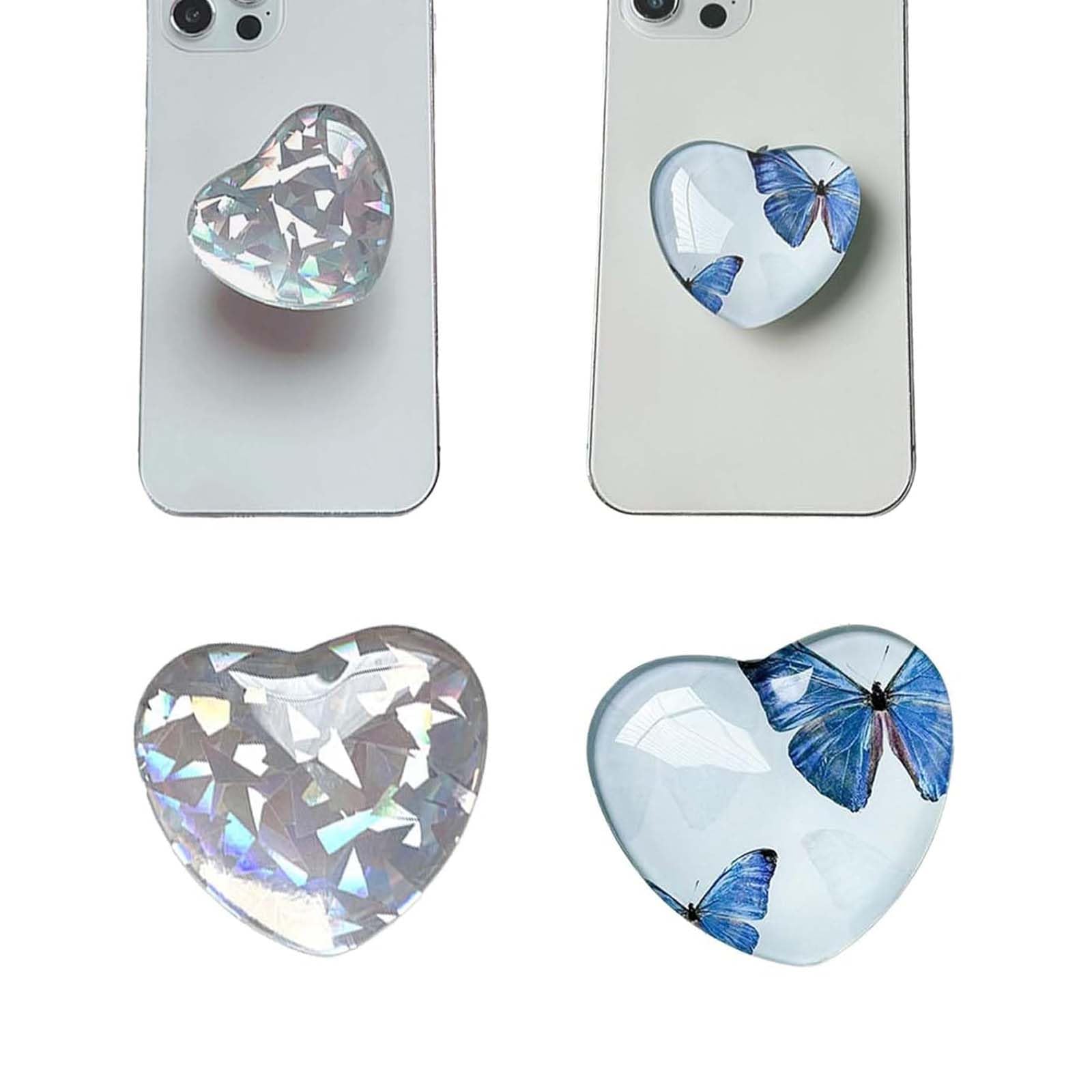 2pcs Phone Grip, Pink Heart Shaped Phone Holder, Anti Slip Solid Scalable Base Grip,Easy to Assemble and Disassemble, Suitable for All Mobile Phones-image-19