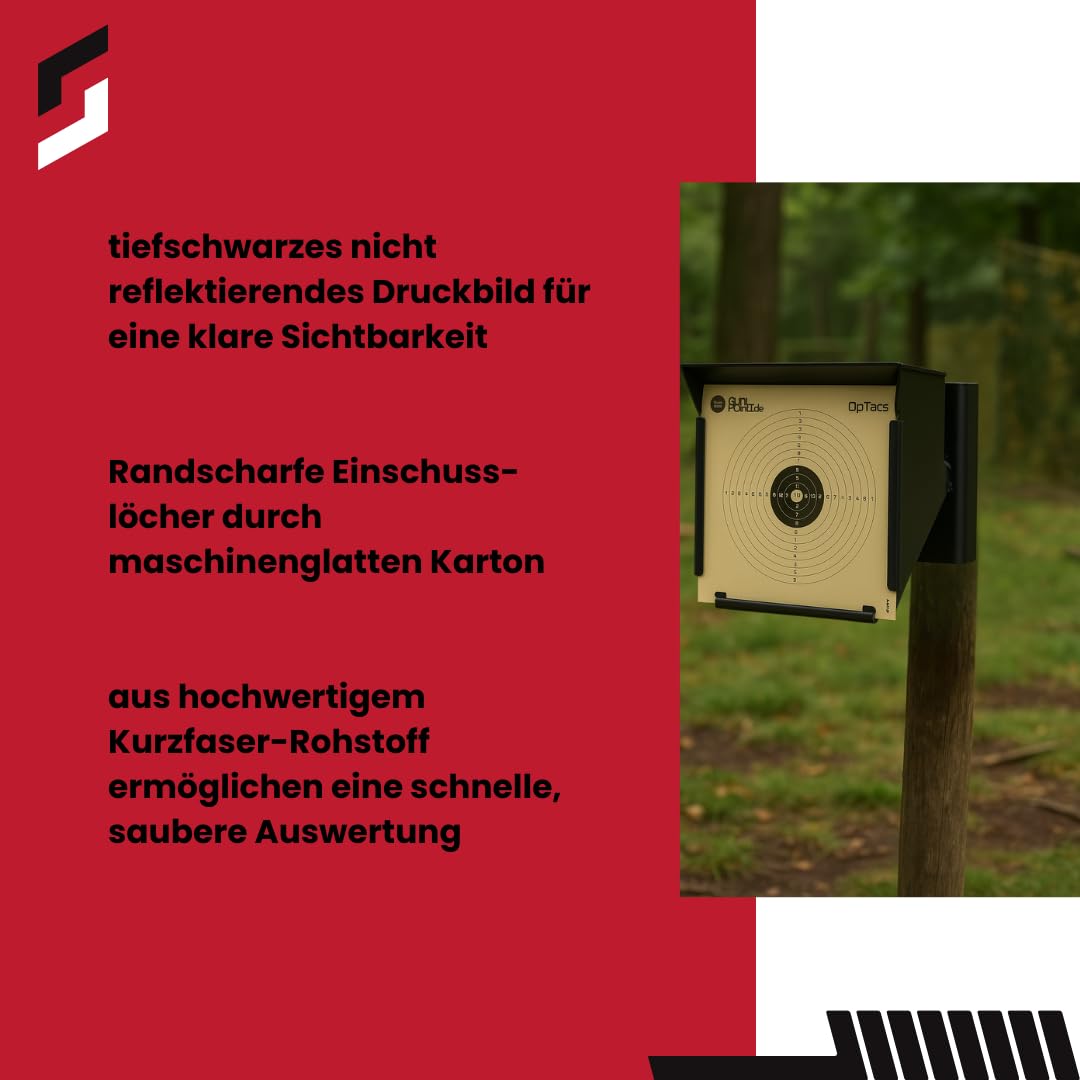 250 Luftgewehrscheiben 14x14 cm aus Spezialkarton – Zielscheiben für Luftgewehr und Luftpistole – 12-Kreis-Scheiben für Training & Wettkampf – präzise Treffer – passend für Kugelfang