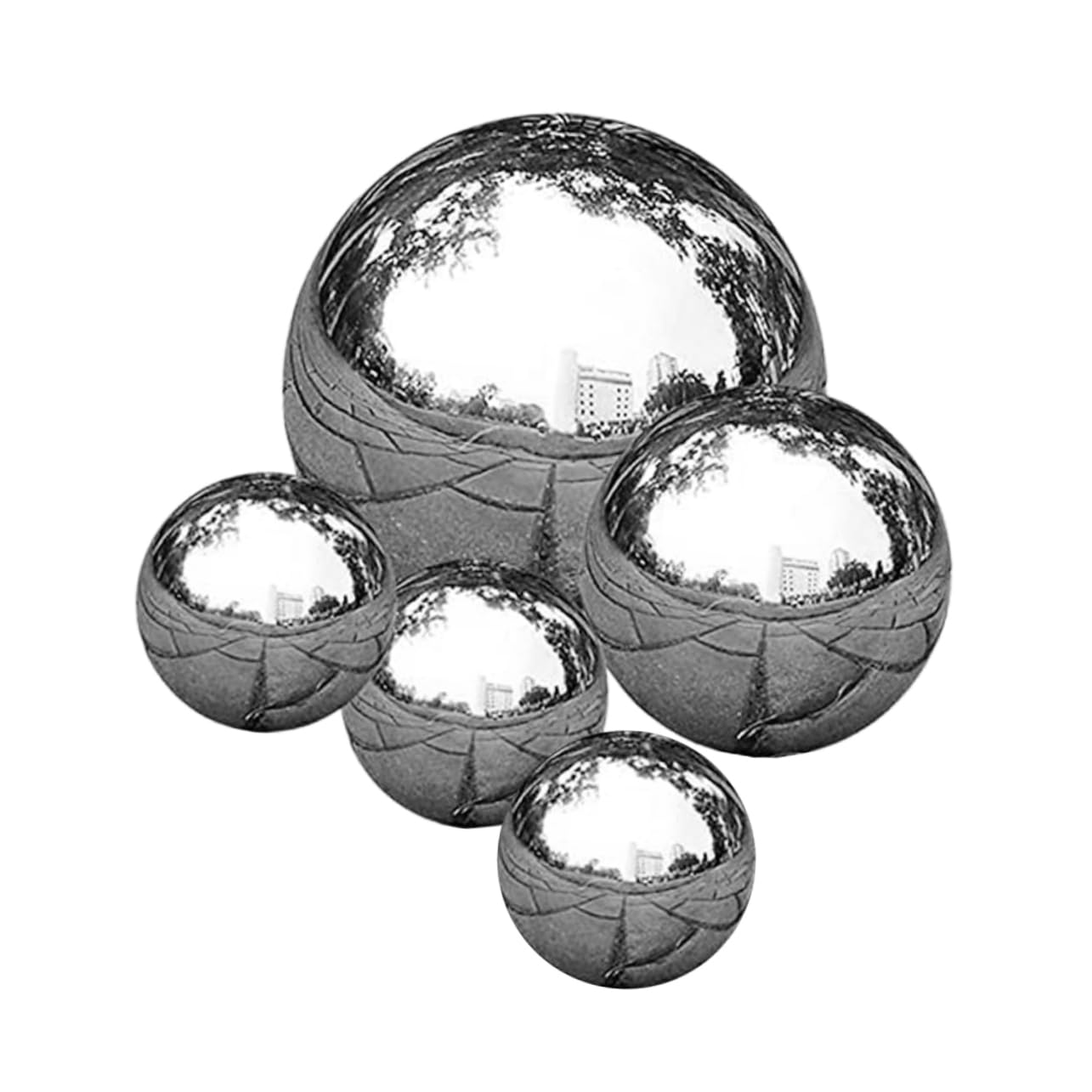 YARNOW Hollow Round Sphere Garden Decor Balls 5pcs Mirror Polishing Reflective Balls