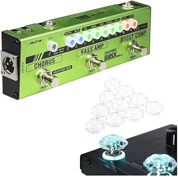 Valeton MES-2 Dapper Bass Mini Effect Strip and Hotone Karat Cap Transparent Footswitch Cover Switch Protector Stomp Knob Pedal Top bundle