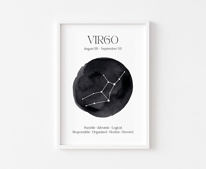 Virgo Zodiac Print - Astrology Wall Art, The Maiden Constellation Poster, Celestial Sign Spiritual Decor