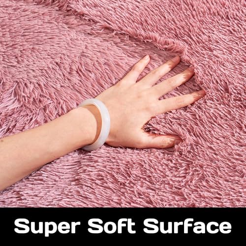 Round Fluffy Rug 3FT Blush - Super Soft Circle Rug for Kids & Teen's Room - Plush Fuzzy Shaggy Carpet