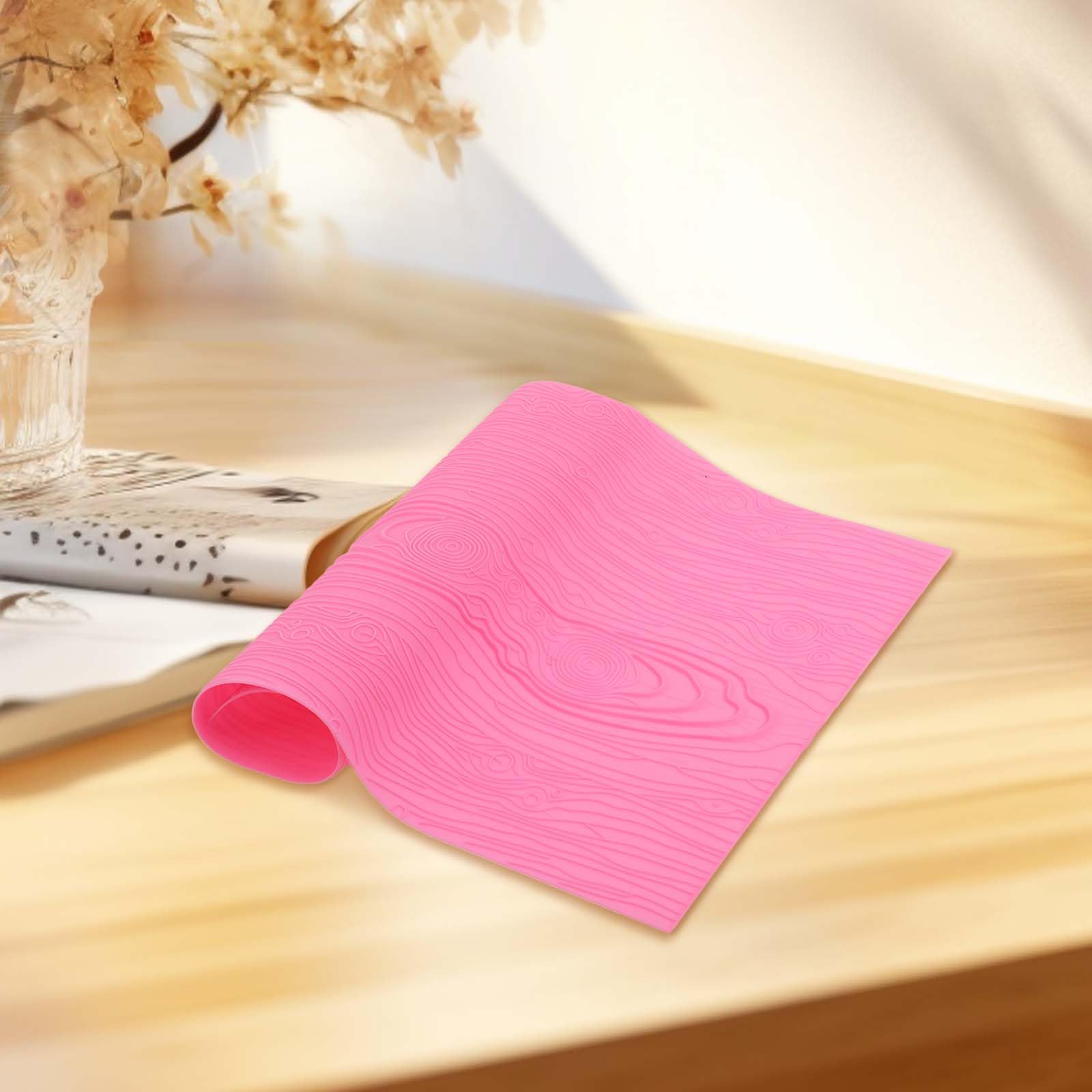 Hariendny Fondant Woodgrain Impression Mat Fondant Silicone Lace Mold Fondant Wood Texture Mat Silicone Cake Fondant Mat Fondant Embossed Craft Tools for Cakes Decorating(17 x 9 inches), Pink - Image 7