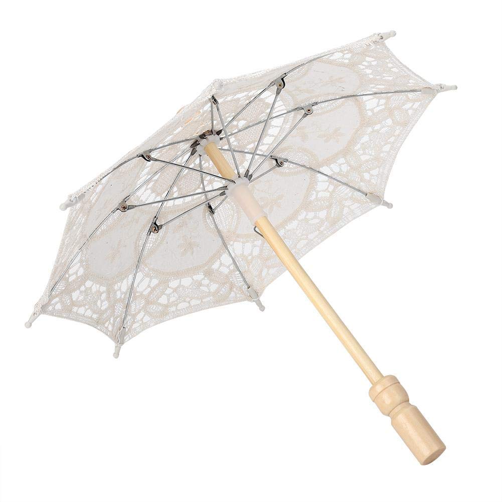 Ręcznie robiony kwiat haftowany Parasol ślubna fotografia panny młodej Parasol jedwabny materiał/169(Beige,Small)