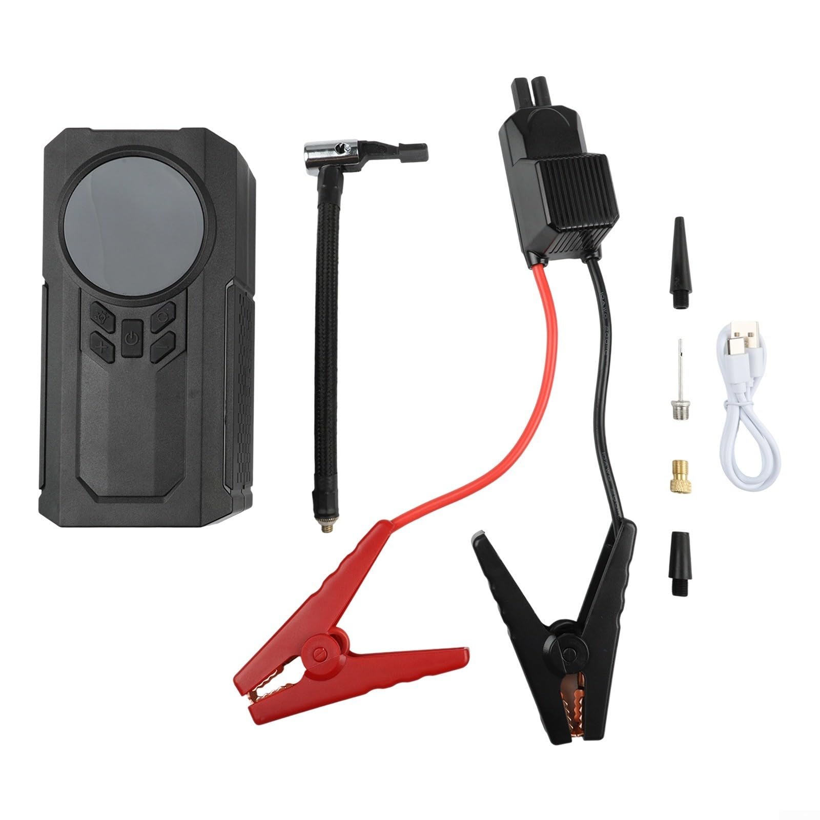 Arrancador de baterÃa de coche, compresor de aire portátil 2 en 1, con pantalla digital, luz LED, banco de energÃa, cable de arranque (6000 normal)