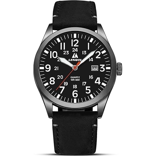 LN LENQIN Mens Watches Unisex Military Sport Nylon Strap Stylish Luminous Fashion Analog Quartz Watch for Men Waterproof Army Tactical Casual Wristwatch