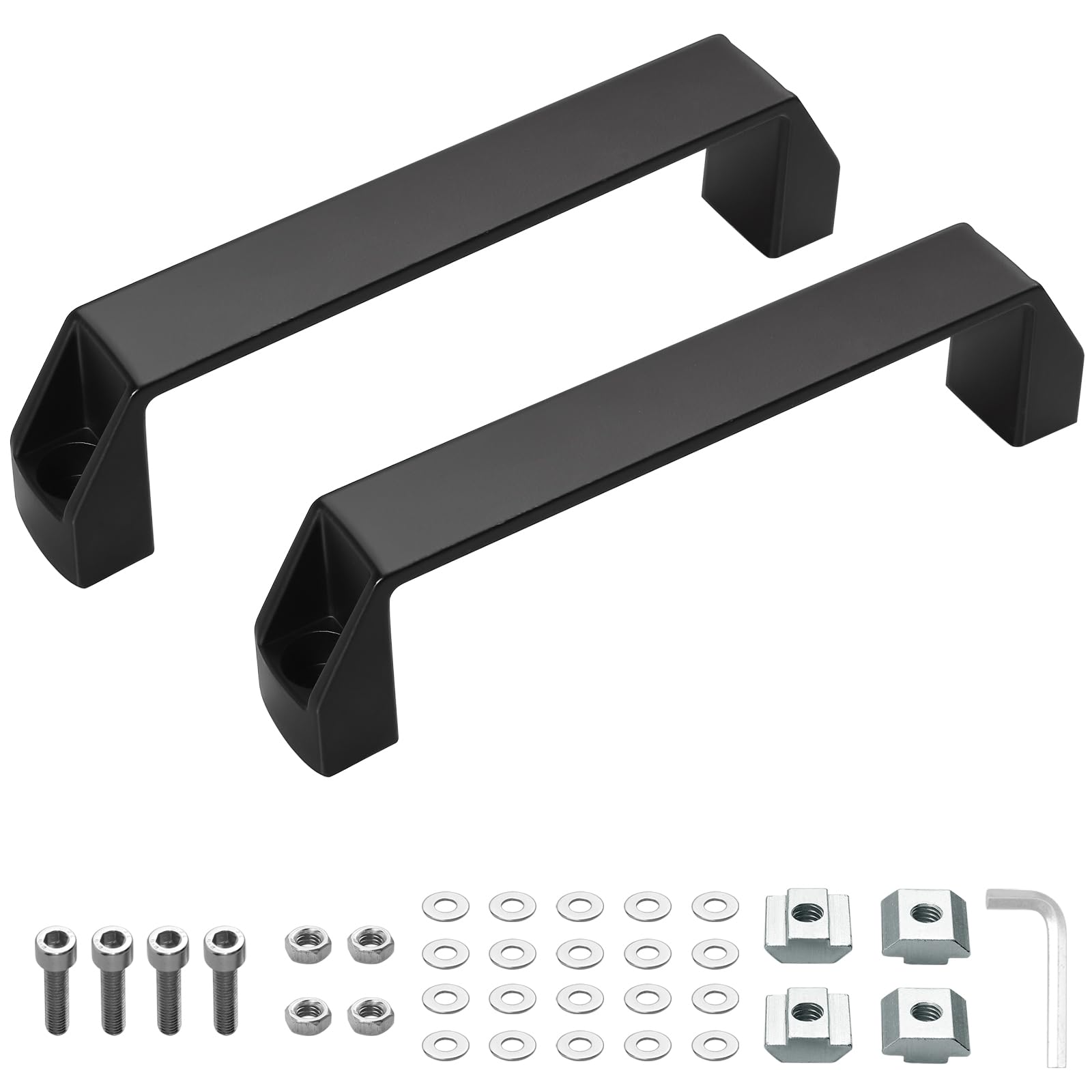 JiGiU Bügelgriff, 2 Stück Handgriff aus Aluminiumlegierung mit M6 T-Mutter, M6*25 Schrauben, Nuss, Unterlegscheibe, Schraubenschlüssel, Haltegriff für 40 Serie Aluprofil (Bohrlocherabstand: 180mm)