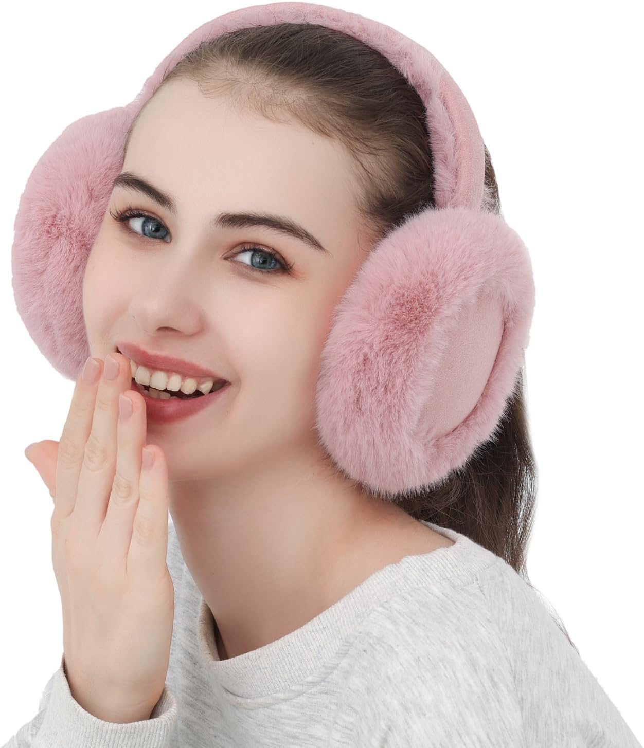 Ear Muffs for Winter Women Foldable Fuzzy Cold Outdoor Earmuffs Soft Faux Furry Ear Warmers Covers - Image 5