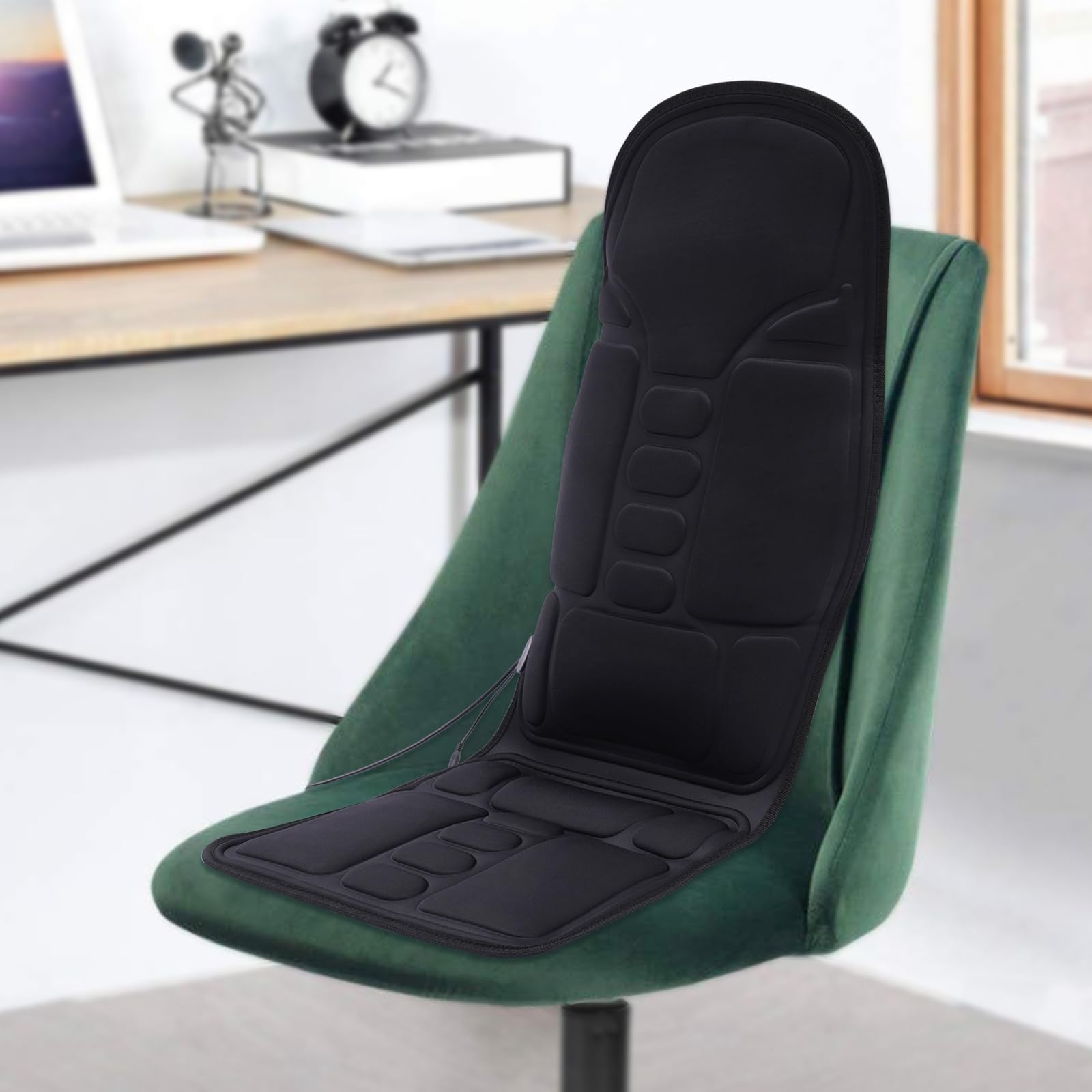 Housse de siège de massage avec fonction de chaleur et de vibration Masseur de dos pliable pour chaises Coussin de massage avec 8 fonctions de massage puissantes pour hommes/femmes/mère/père