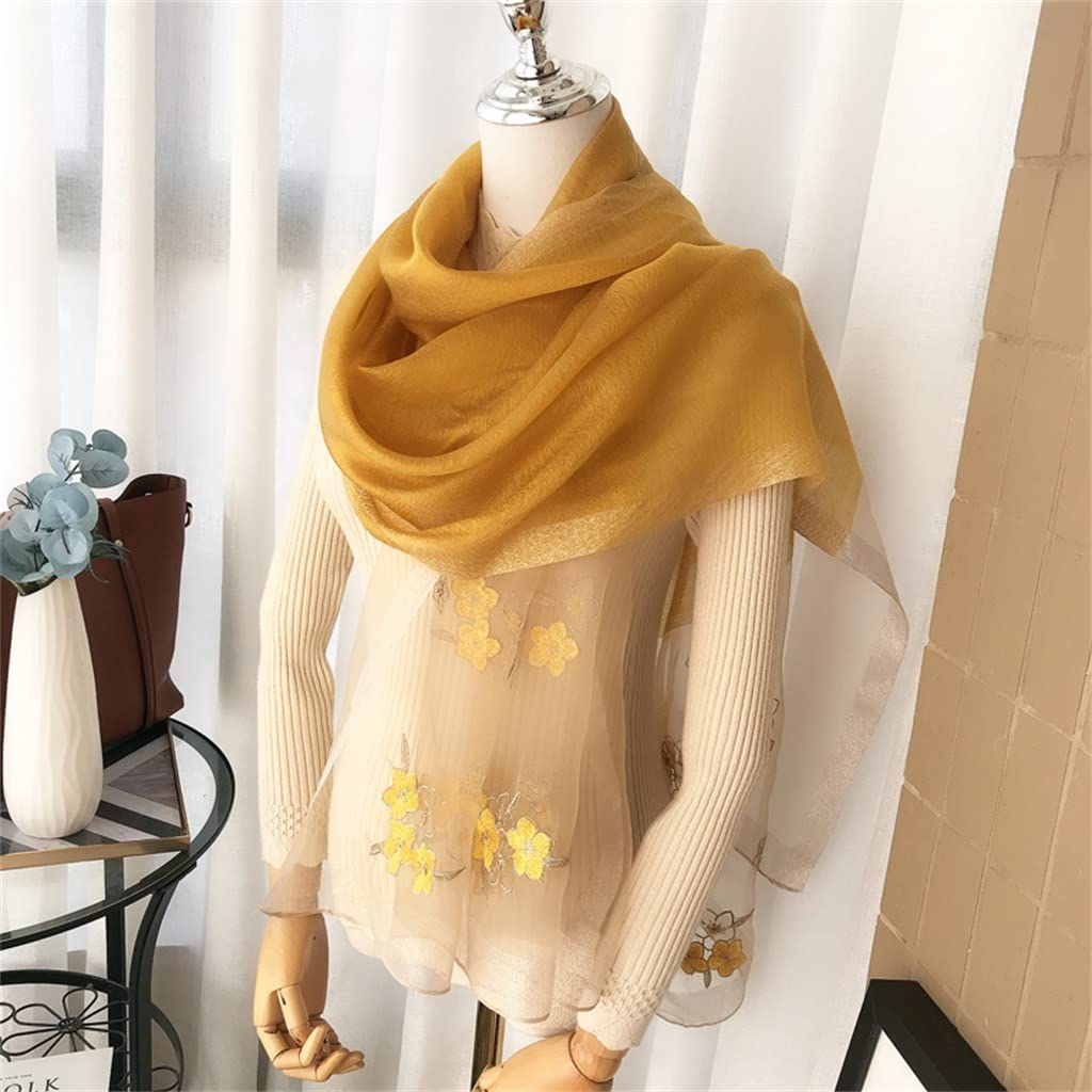 Pañuelos de Seda Bordados para Damas Pañuelos Finos Pañuelos de Seda Largos versátiles Accesorios (D 190 * 70 cm)