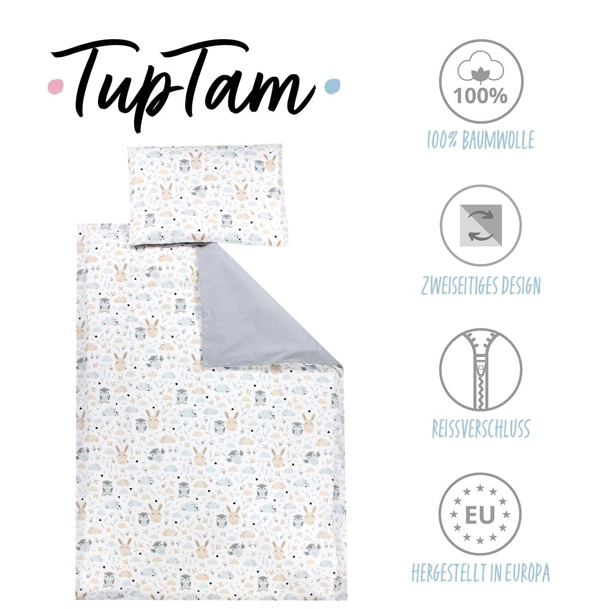 TupTam Juego de Ropa de Cama para Niños, de 2 Piezas., Conejo/Búho, 135x100 cm — view 2