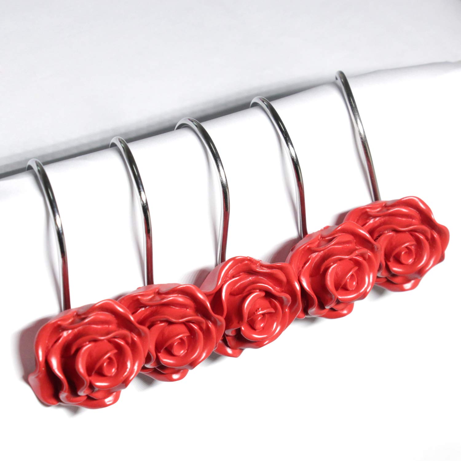 Rose Flower Shower Hooks - 12 Pack -7 Rose Flower Shower Hooks - 12 Pack -7