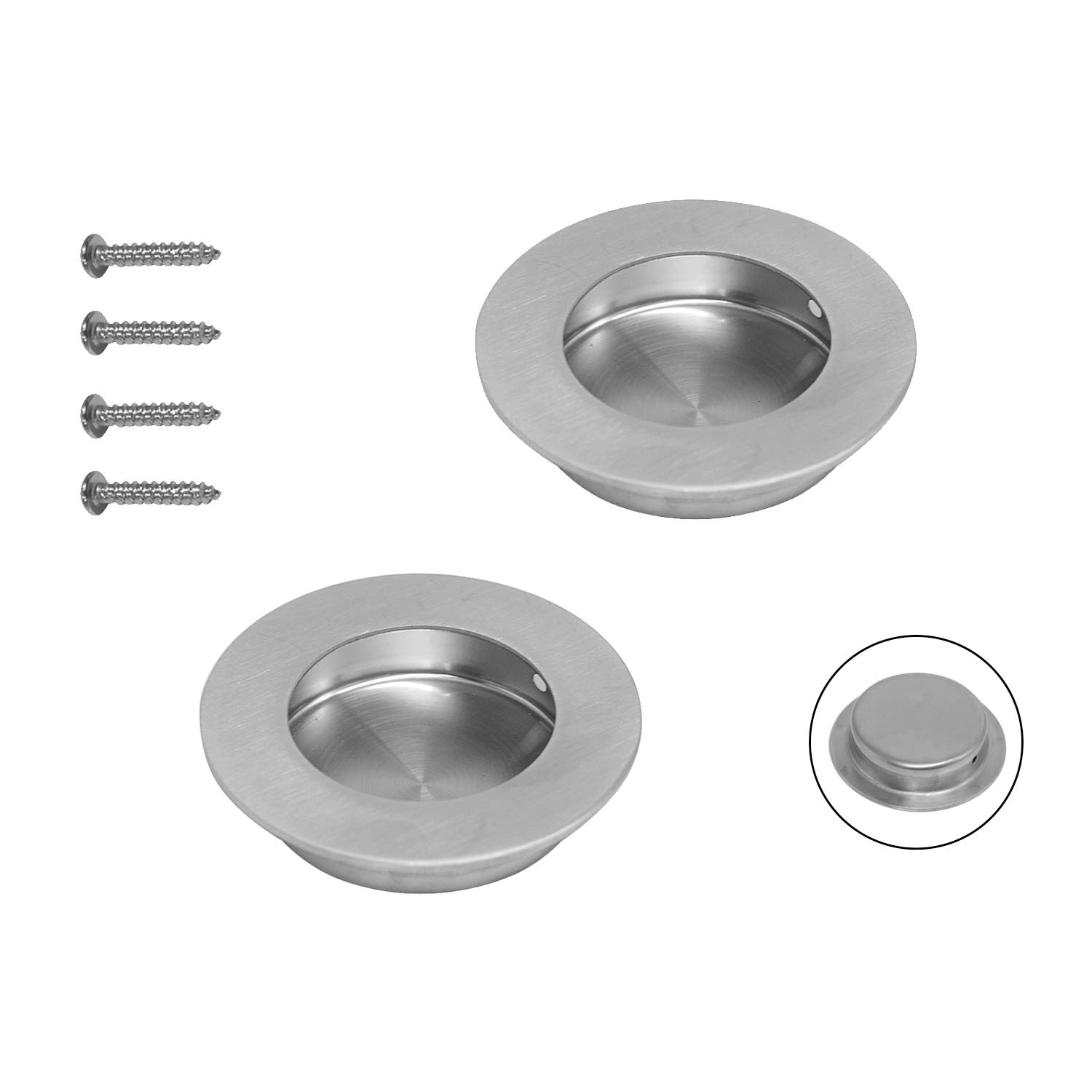 Buy 2 Pack Round Circular Flush Recessed Handles Brushed Stainless