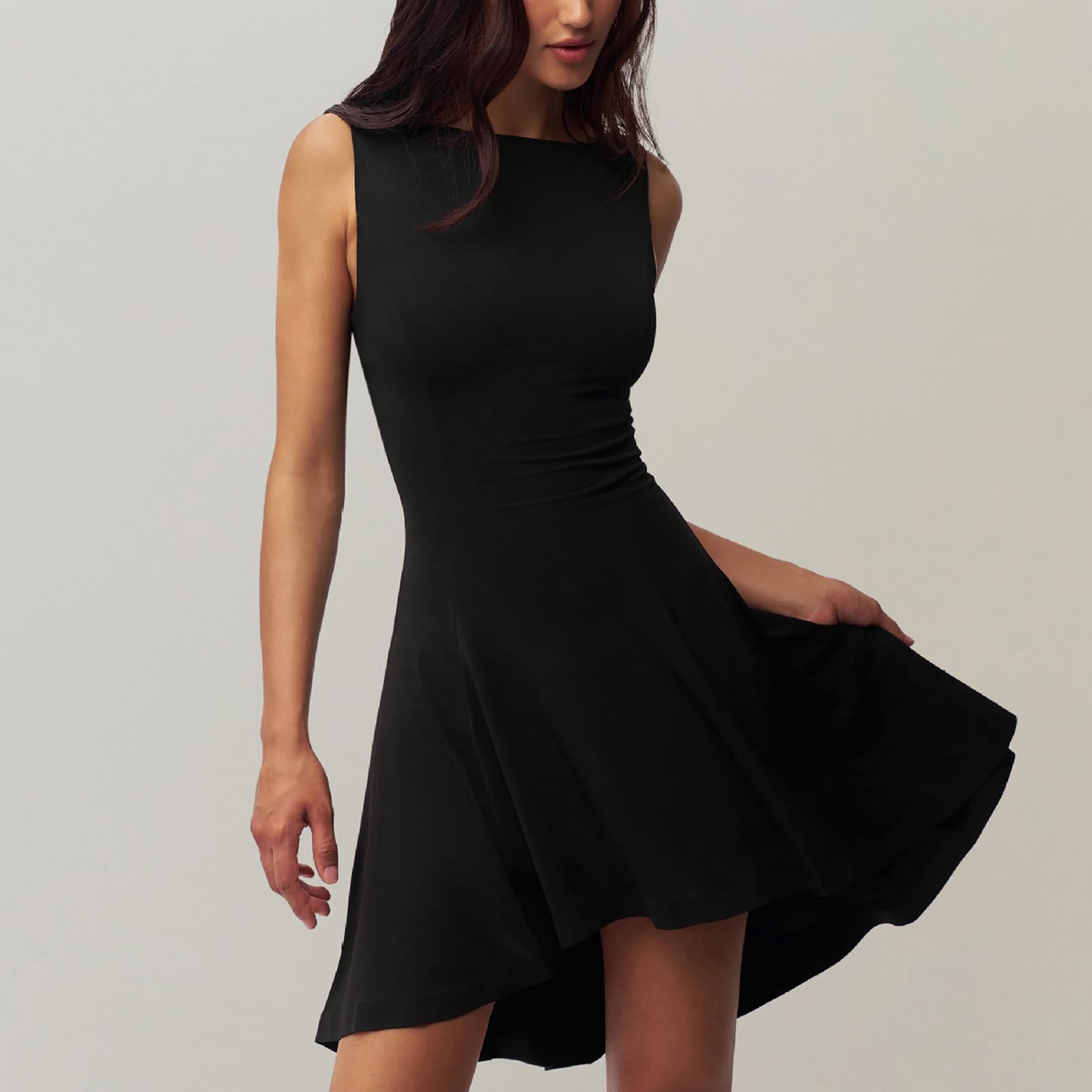 Vestito Donna Mini Abito Senza Maniche Corto Vestiti Elegante da Sera Abiti Casual Bodycon Estivo Abiti Elasticizzato Aderente per Club Cocktail Cerimonia Festa Party