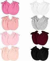 Hoiny 8 Pairs No Scratch Baby Mittens 100% Cotton Newborn Gloves 0-6 Months Unisex Infant Essentials