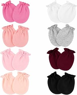 Hoiny 8 Pairs No Scratch Baby Mittens 100% Cotton Newborn Gloves 0-6 Months Unisex Infant Essentials