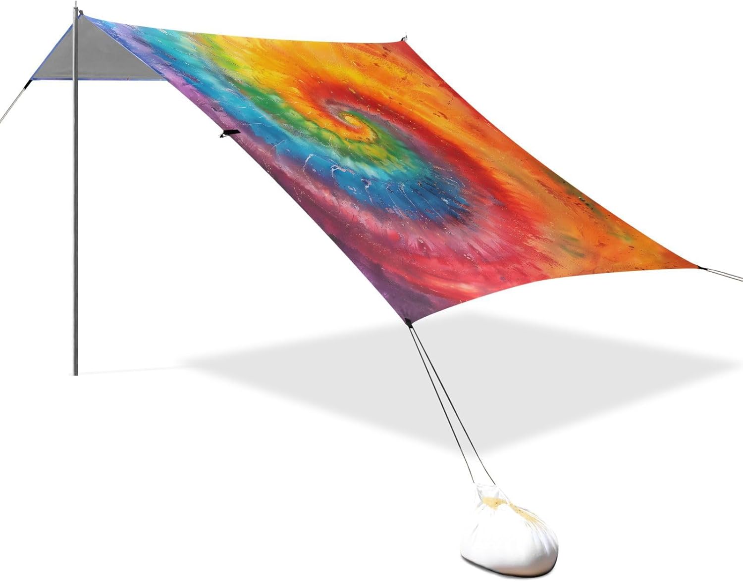 ALAZA Swirl Tie Dye Beach Tent Sun Shelter UPF50+ Protection Beach Shade Canopy w/ 4 Sandbags for Outdoor Camping, Fishing, Backyard Fun, Picnic, 10x9 ft