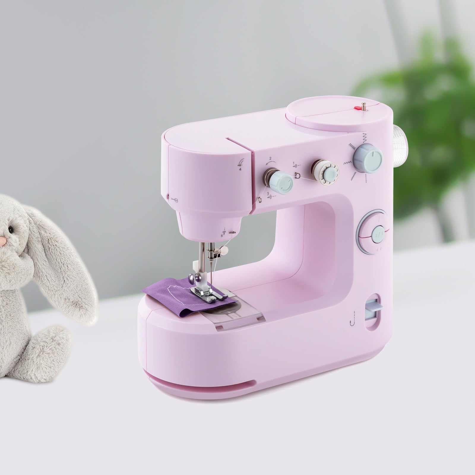 Máquina de coser Máquina de coser para principiantes eléctrica máquina portátil de dos modos pequeñas máquinas de coser con iluminación LED,Adecuado para el hogar, fábrica o tienda(rosa)