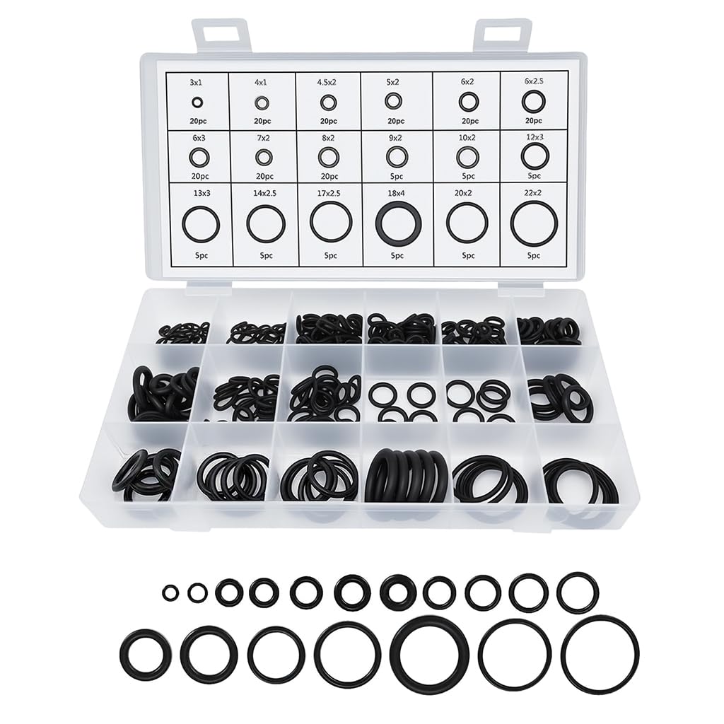 Serplex® 225 PCS O-Ring Assortment Kit Set for Cars, Reliable Rubber Gasket AC System Seal Kit, Universal Gasket Washer for Plumbing, Mechanic Repairs, Faucet, Air or Gas Connections - Black-image-46