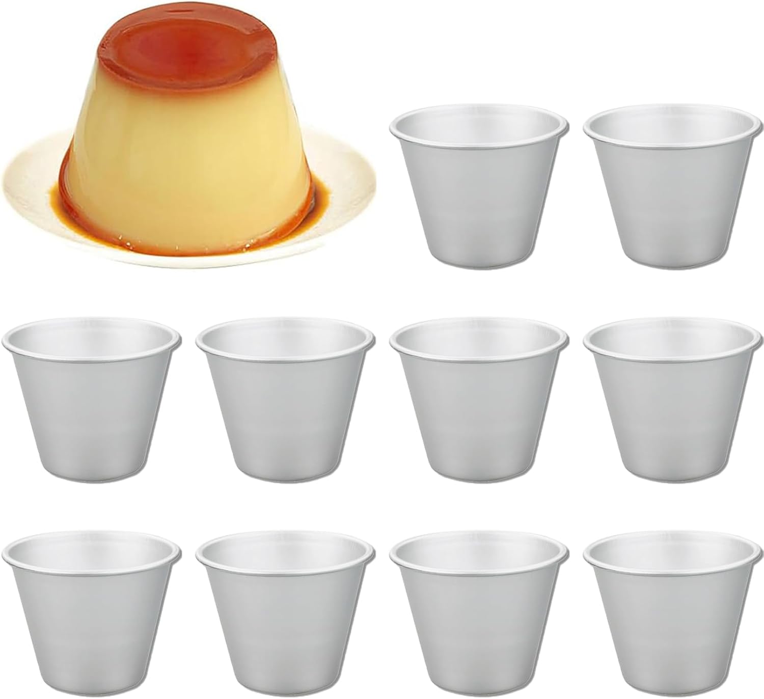 GRVICH 10pcs Pudding Moulds, NonStick Muffin Tins Individual Baking