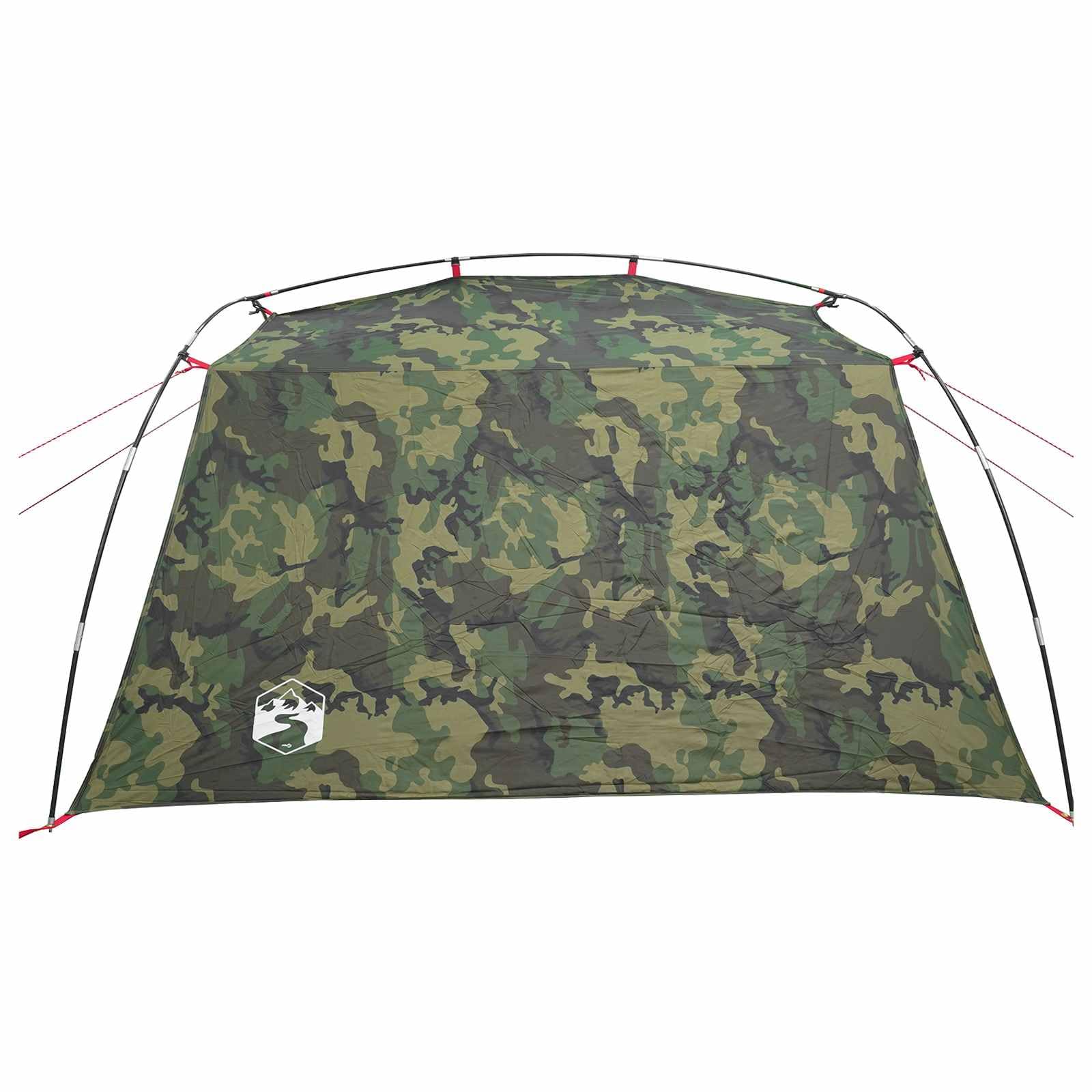 Tienda de campaña tipo túnel de camuflaje para 2 personas, de poliéster 185T con revestimiento de poliuretano, ligera e impermeable, con marco de fibra de vidrio, resistente al viento, con