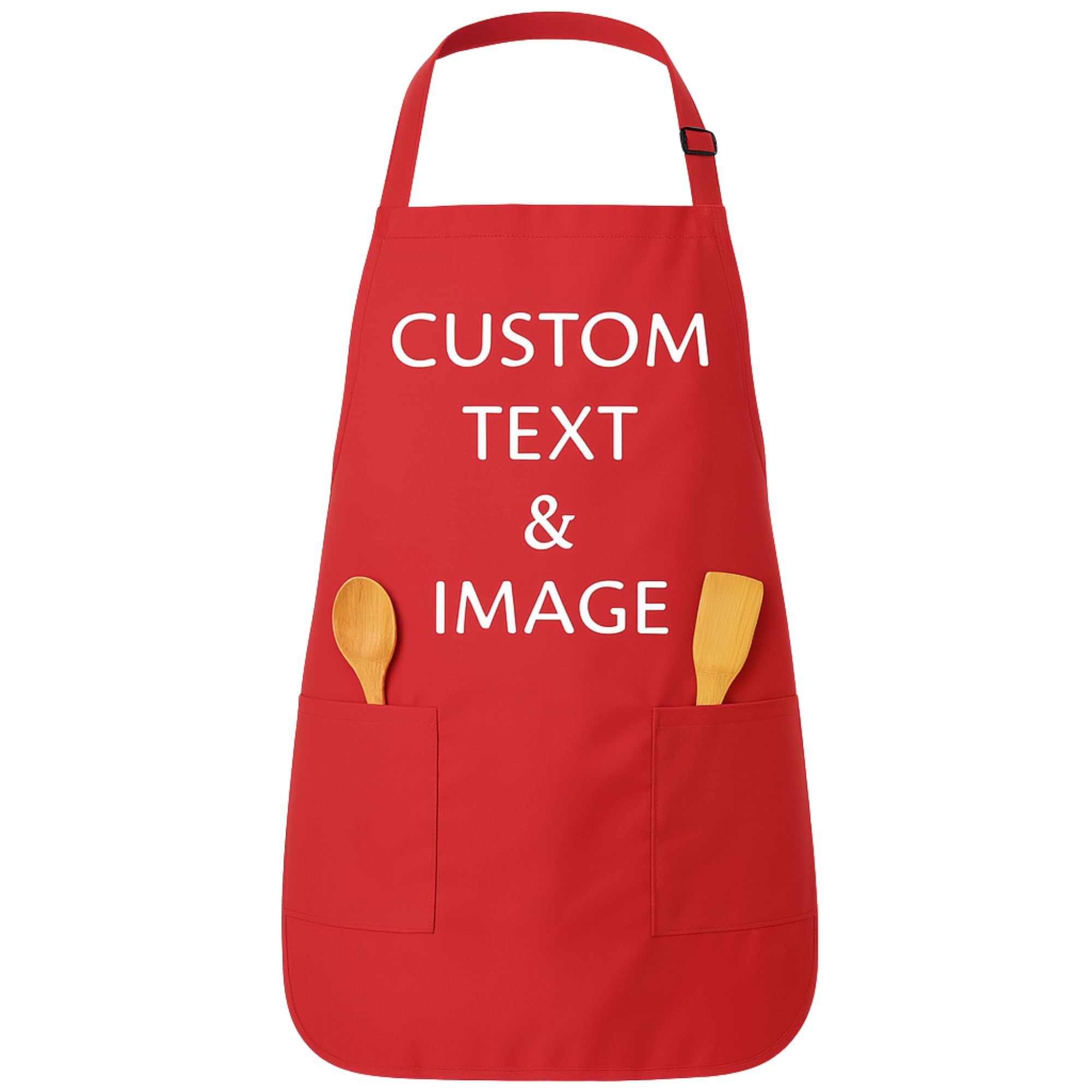 Personalized Apron with Custom Name or Logo, Adjustable Neck, 2 Pockets, Easy-Care Cotton Blend