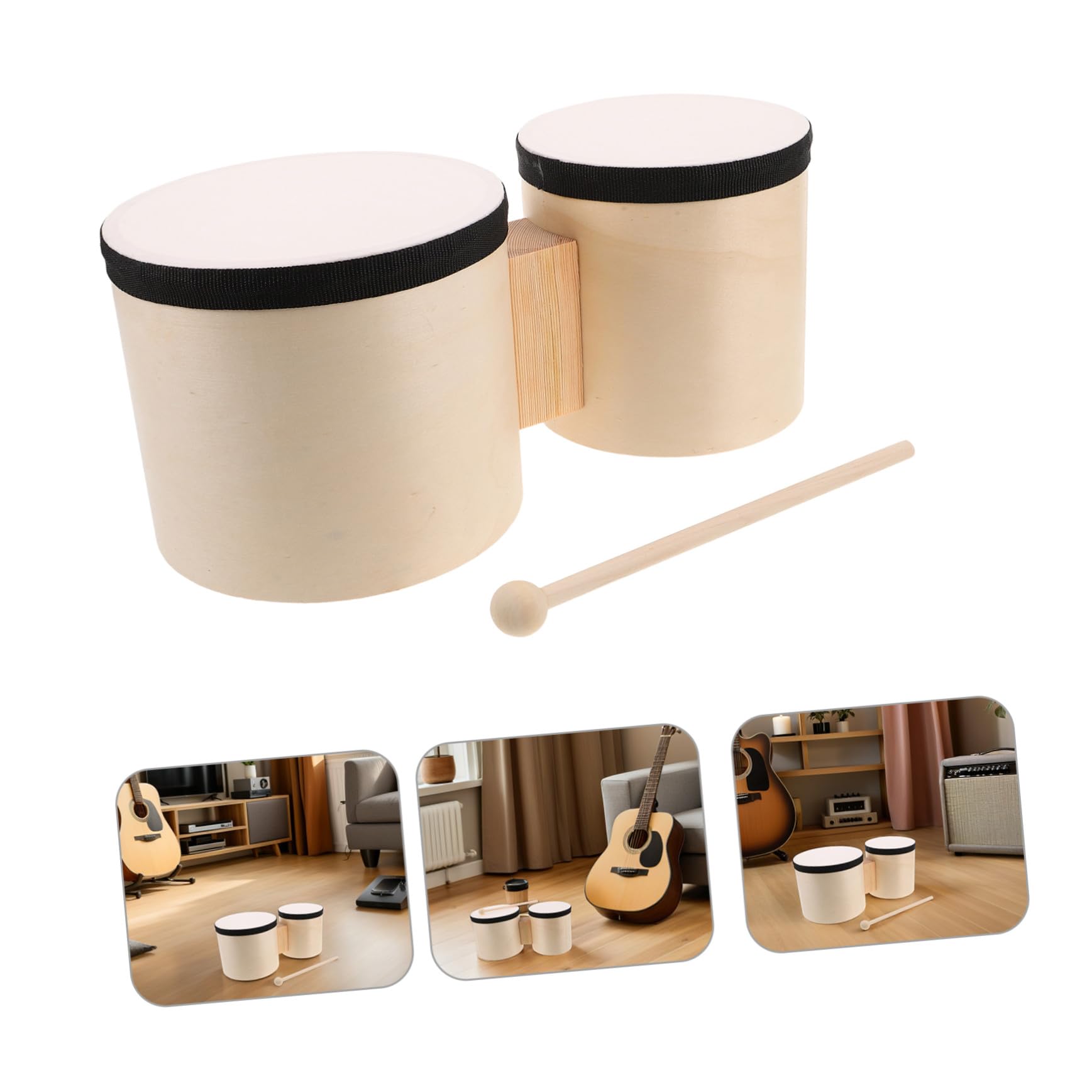 ibasenice Holz-bongos Musik-trommel Mit Holzschlägeln Und Trommelflächen Percussion-instrument Für Tanz Musikunterricht Und Partys