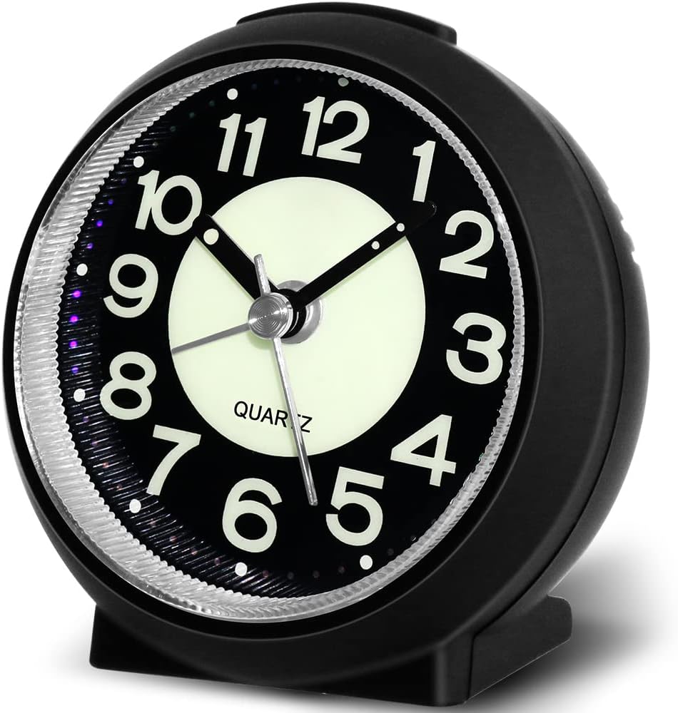 FIOLOM Silent Alarm Clocks Bedside Non Ticking Battery Powered Simple