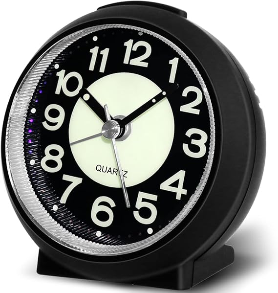 FIOLOM Silent Alarm Clocks Bedside Non Ticking Battery Powered Simple