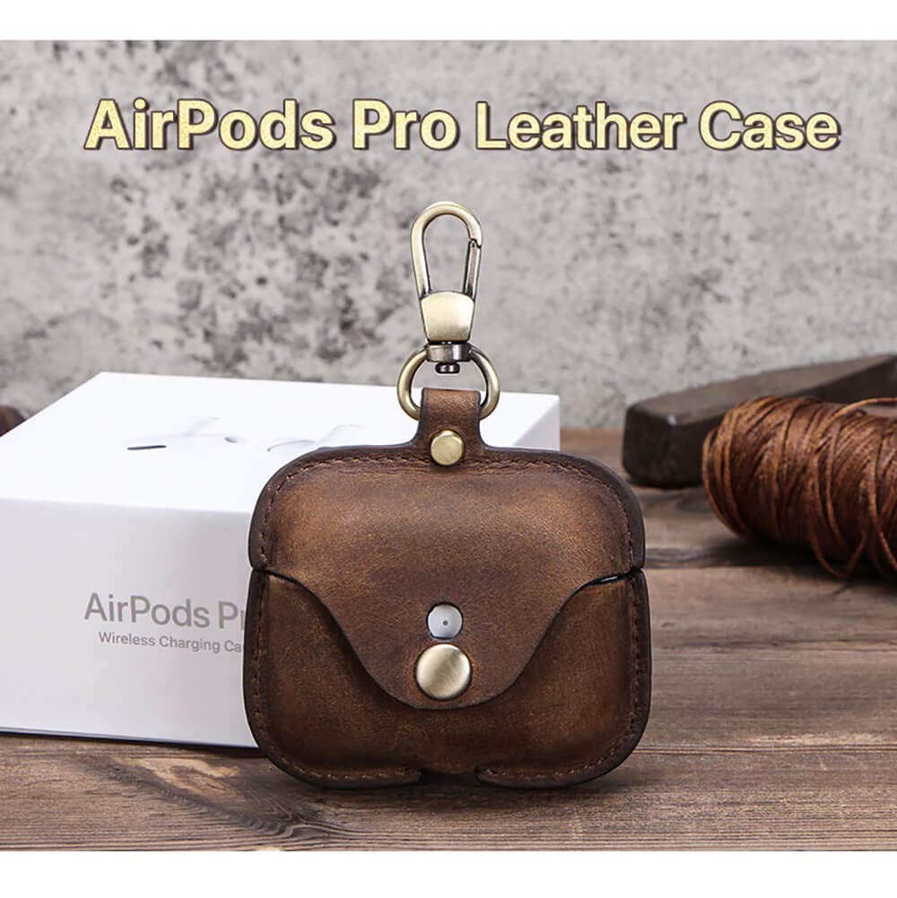 CONTACT'S FAMILY Etui na AirPods Pro 2, skórzane etui Airpods Pro 2, kompatybilne z AirPods Pro 2. generacji z uchwytem na klucz (Kawa)