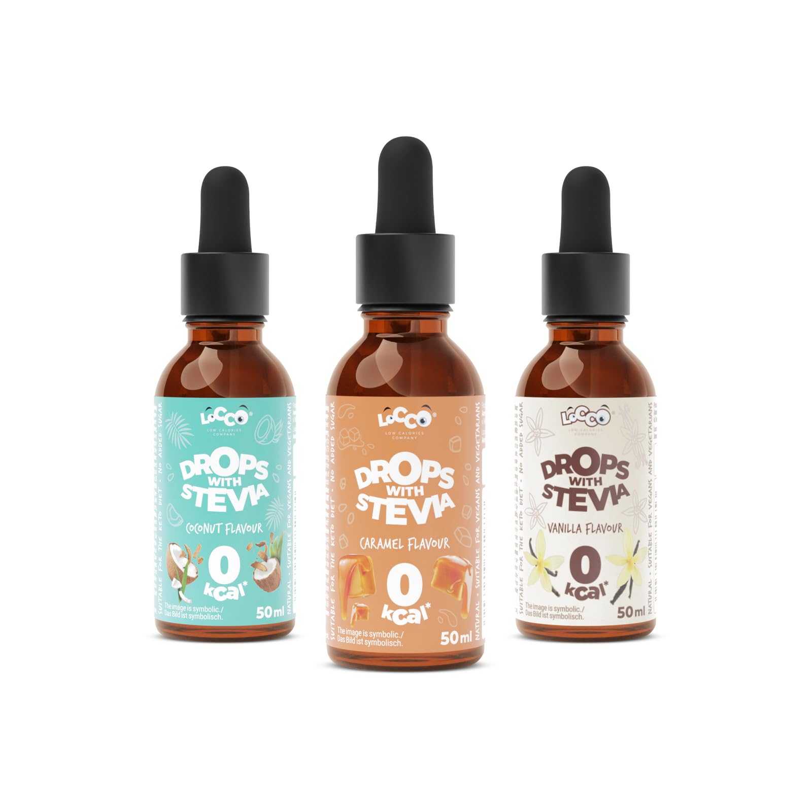 LoCCo 0 kcal Gouttes édulcorantes avec Stevia 3x50 ml